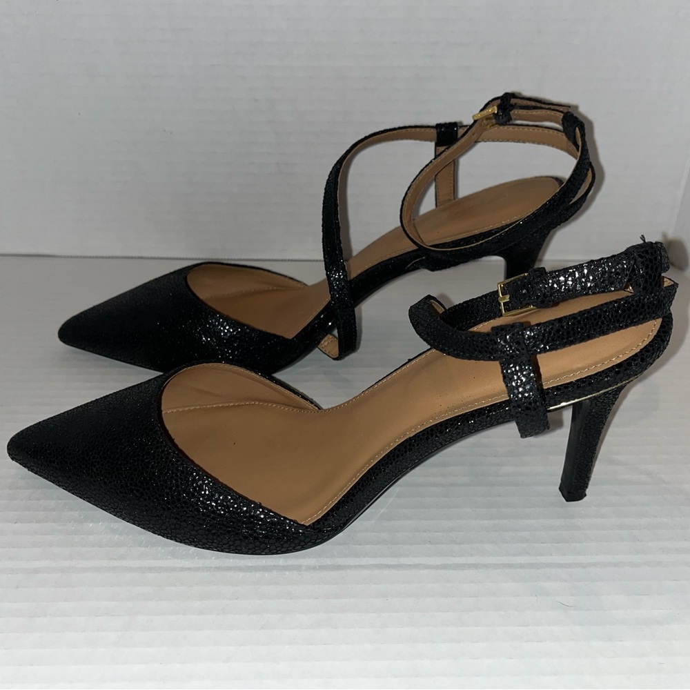 Calvin Klein Ganya Pearlized Viper Black Print Dress Pump - Picture 3 of 10